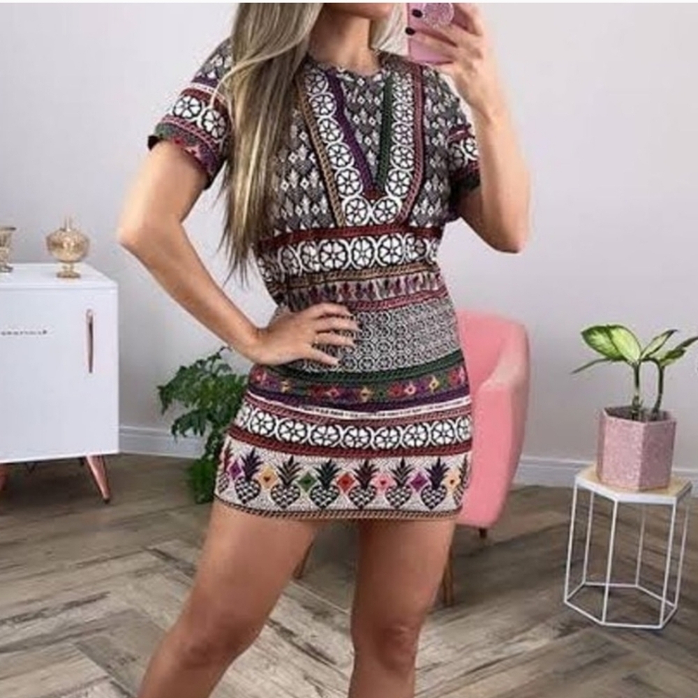 Farm Rio Woman's Multicolor Patterned Mini Dress Size Small